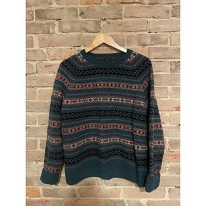 Vintage 2000s J.Crew Fair Isle Crew Neck - 100% Lambswool - Mens Large fits Med